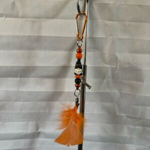 Feather Clip Keychain Halloween Gnome Themed Handmade